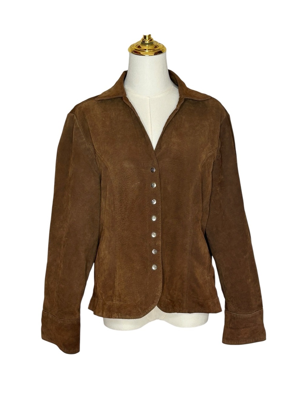 Christopher & Banks Y2K Vintage Brown Suede Button-Front Jacket Sz PXL Leather
